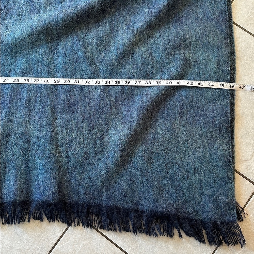 GUILAUME DE MONS Retro Bohemian Blue Wool Blend Poncho Sz OS - Picture 6 of 7